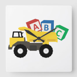 ABC Dump Truck Construction Trucks Quadratische Wanduhr