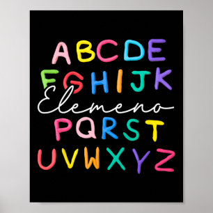 Abc Elemeno Kindergarten Lehrer Boy Girl Kid Back Poster