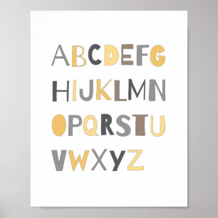 ABC Farbenfrohe Alphabet Kinderzimmer Art Deco   J Poster