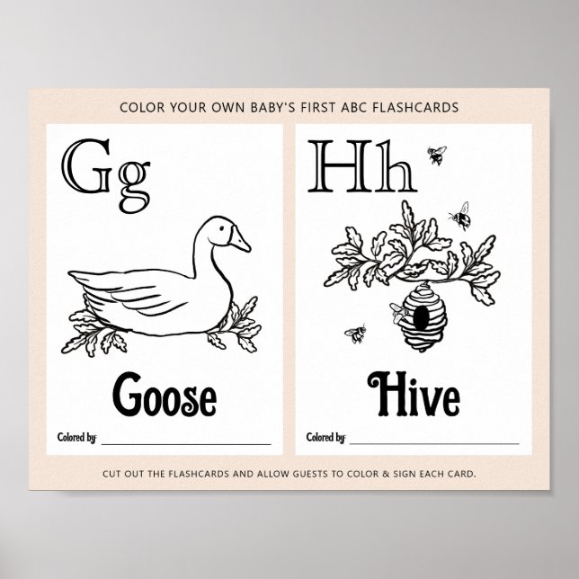 ABC Flashcards Baby Shooting Coloring Activity She Poster (Vorne)