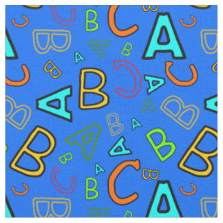 ABC Fun Learning Pattern auf Blue Stoff