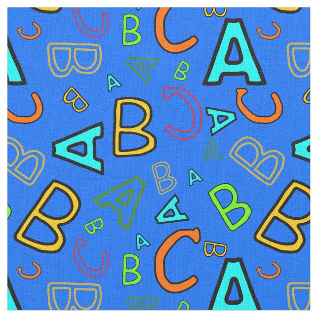 ABC Fun Learning Pattern auf Blue Stoff (Nahaufnahme)