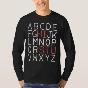 ABC Hi STUdent Alphabet zurück zur Schule Pre K Le T-Shirt