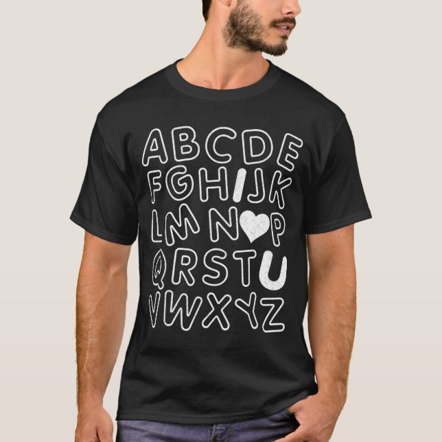 Abc I Love You Alphabet Teachers Day Valentines Da T-Shirt (Vorderseite)