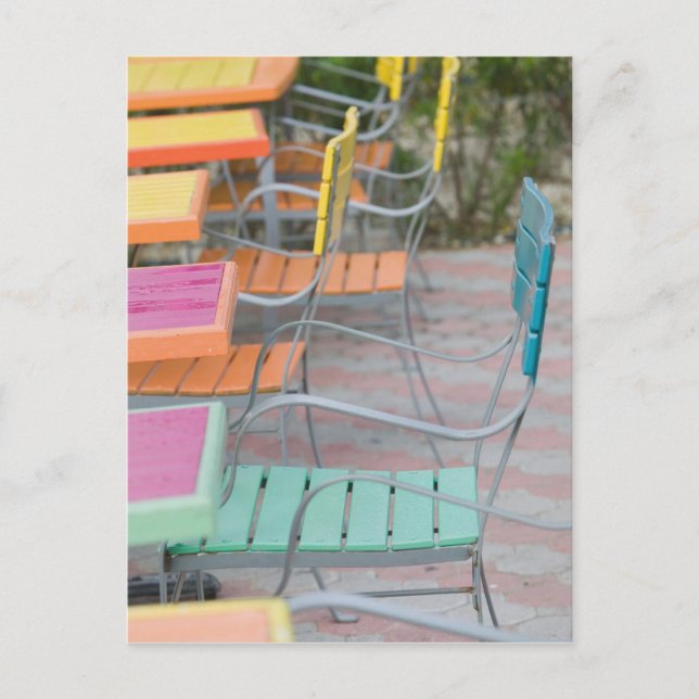 ABC-Inseln, ARUBA, Palm Beach: Farbiges Café Postkarte (Vorderseite)