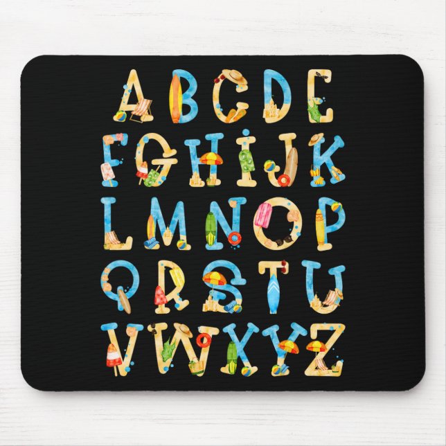 Abc Kindergarten Lehrer Summer Beach End of Schoo Mousepad (Vorne)