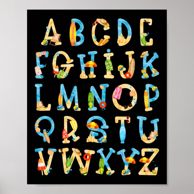 Abc Kindergarten Lehrer Summer Beach End of Schoo Poster (Vorne)