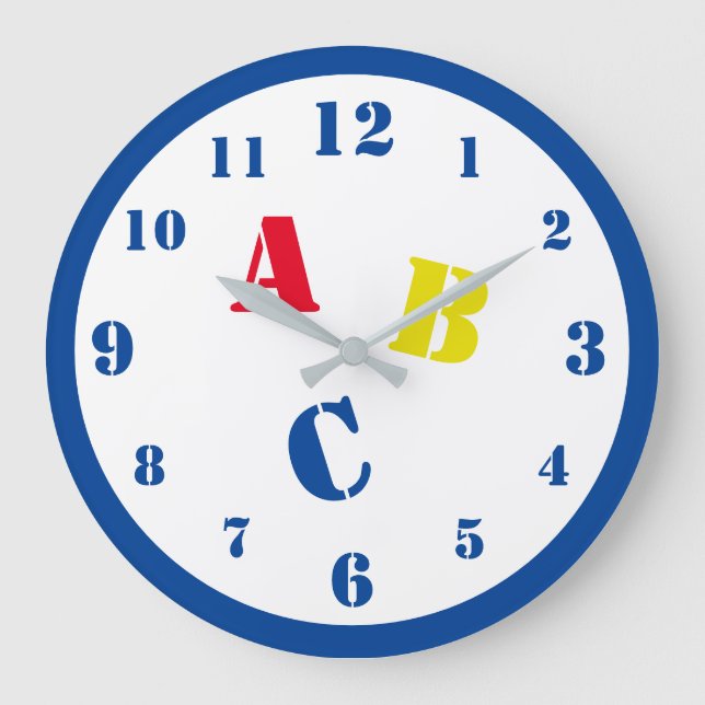 ABC-Kinderzimmer - Acrylwand Große Wanduhr (Vorderseite)