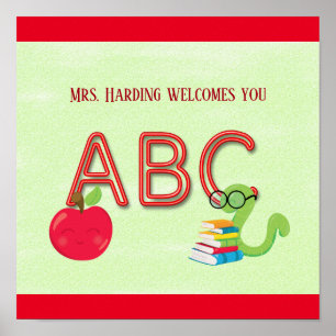 ABC Neon Letters Bookworm Reader-Klasse Poster