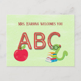 ABC Neon Letters Bookworter mit Website Postcard Postkarte