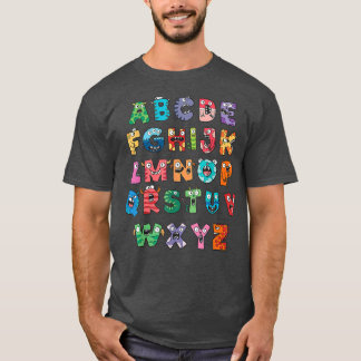 ABC Niedlich Monster Alphabet Halloween Lehrer Cos T-Shirt