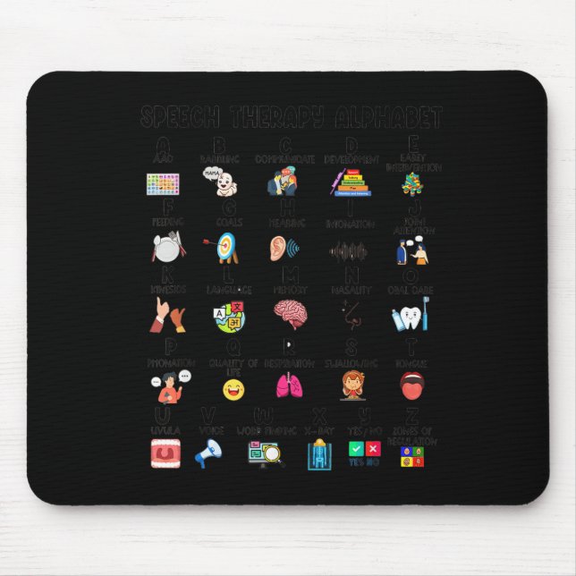Abc Of Speech Therapy Alphabet Speech Language Pat Mousepad (Vorne)