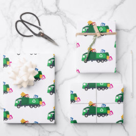 ABC Recycelnd Müllwagen Geschenkpapier Set