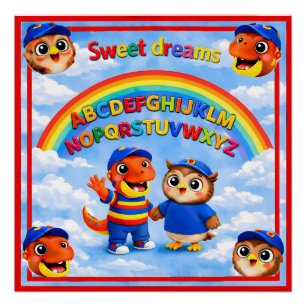 ABC Regenbogen Süße Träume Poster für Kleinkinder 