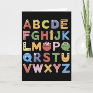 Abc Süßes Monster Alphabet Halloween Lehrer Kostüm Karte