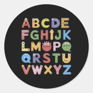 Abc Süßes Monster Alphabet Halloween Lehrer Kostüm Runder Aufkleber