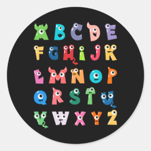 Abc Süßes Monster Alphabet Halloween Lehrer Runder Aufkleber