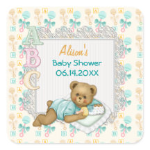 ABC Teddy Peach and Aqua Baby Shower