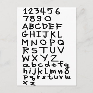 ABC-Text und -Nummer Postkarte