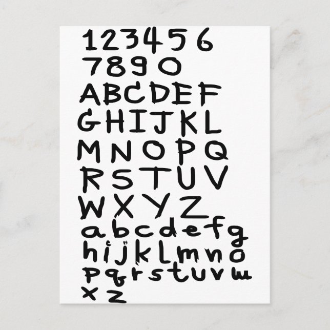 ABC-Text und -Nummer Postkarte (Vorderseite)