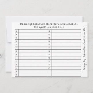 Abc Tpc B&W #1 Dankeskarte