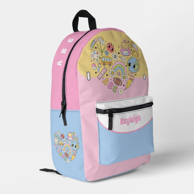 ABC UND 123 WÄHRUNGSKINDER BEDRUCKTER RUCKSACK (Rückseitige Ecke links)