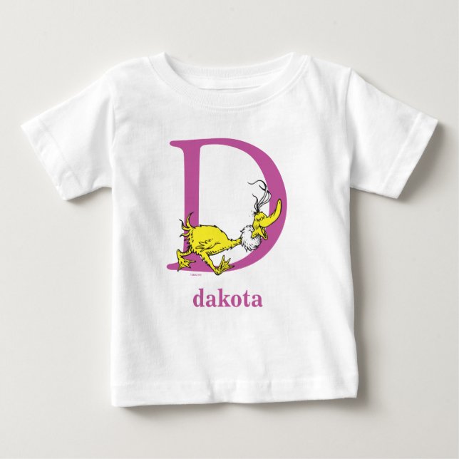 ABC von Dr. Seuss: Buchstabe D - Lila | Name hinzu Baby T-shirt (Vorderseite)