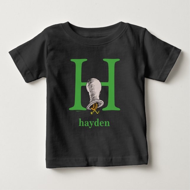 ABC von Dr. Seuss: Buchstabe H - Grün | Name hinzu Baby T-shirt (Vorderseite)