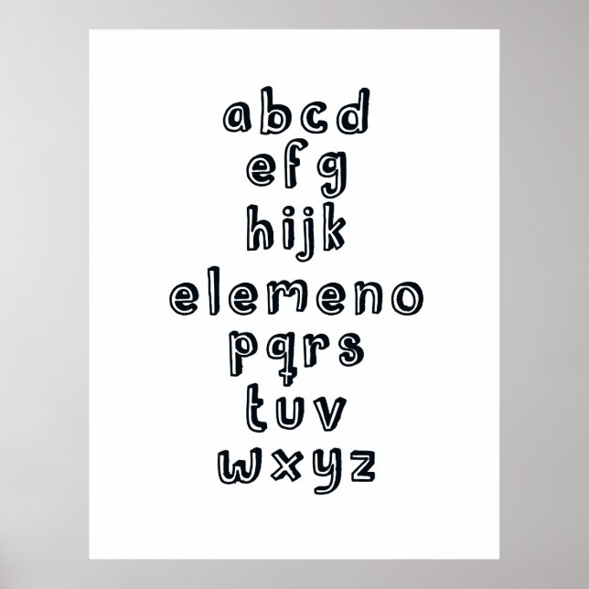 ABCD EFG HIJK ELEMENO PQRS TUV WXYZ : Alphabet Fun Poster (Vorne)