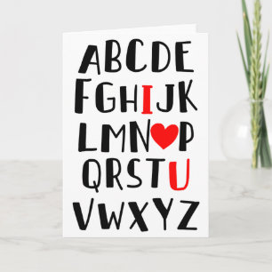 Abcd ich liebe dich Alphabet Männer Frauen Süß Lus Karte