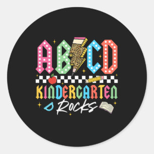 Abcd Kindergarten Rocks Bleistift Blitz Lehrer Runder Aufkleber