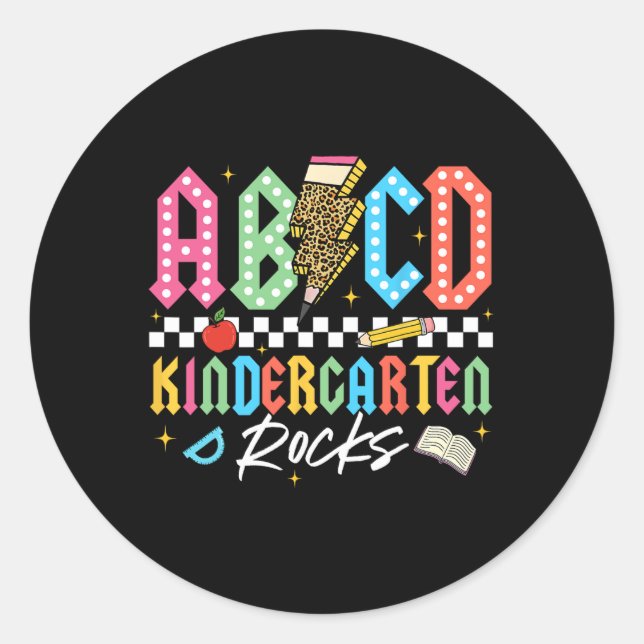 Abcd Kindergarten Rocks Bleistift Blitz Lehrer  Runder Aufkleber (Vorderseite)