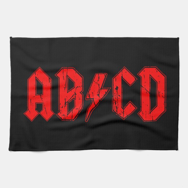 ABCD rock music funny symbol fake acdc joke school Geschirrtuch (Horizontal)