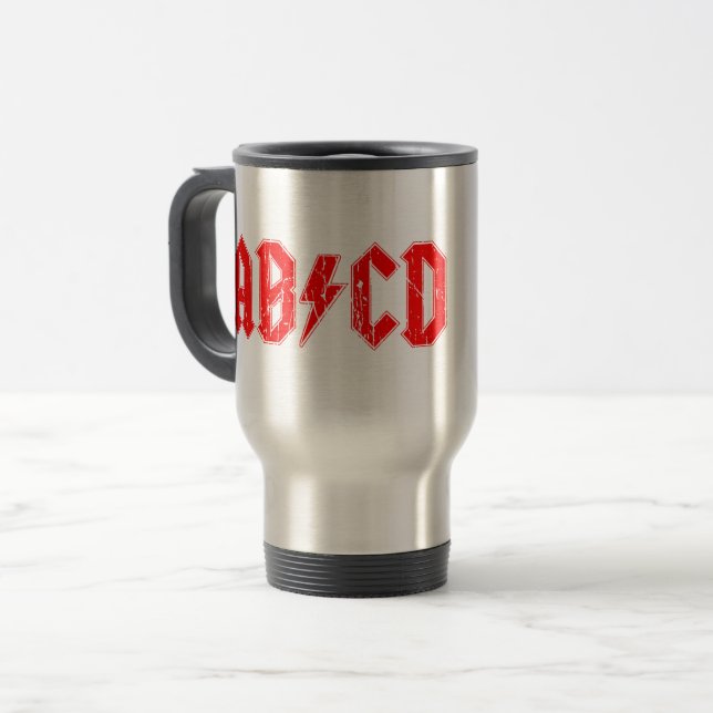 ABCD rock music funny symbol fake acdc joke school Reisebecher (Vorderseite Links)