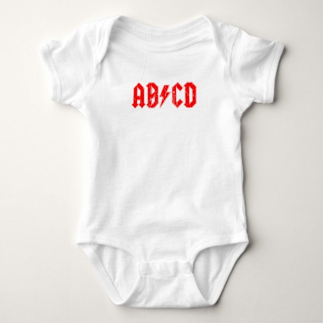 ABCD Rockmusik lustige Symbol Fake acdc Witzschule Baby Strampler (Vorderseite)