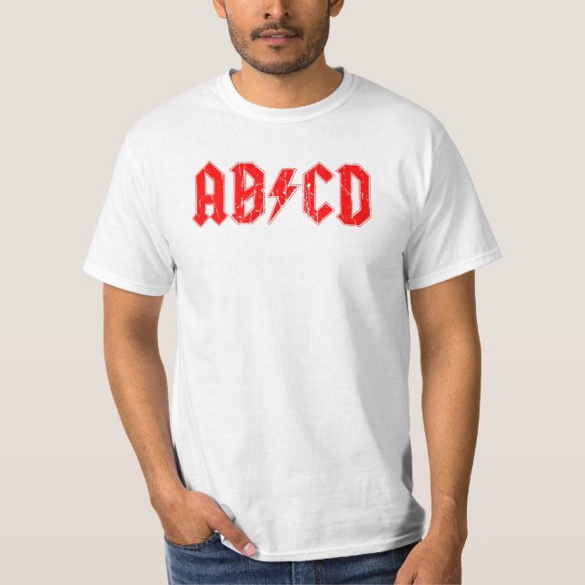 ABCD Rockmusik lustige Symbol Fake acdc Witzschule T-Shirt (Vorderseite)