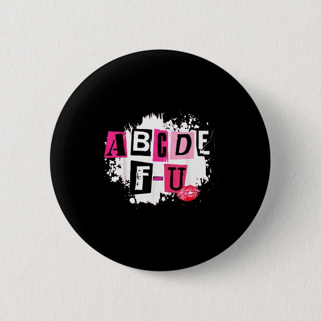 Abcdefu Retro Funny Heart Valentine's Day  Button (Vorderseite)