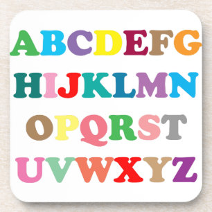 ABCs farbenfrohe Buchstaben Getränkeuntersetzer