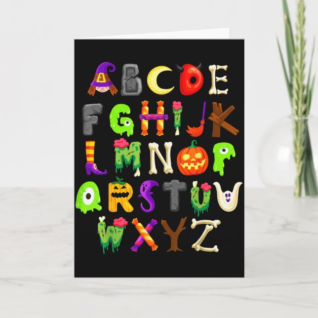 Abcs Learning Kindergarten Lehrer Lustiger Hallowe Karte (Vorderseite)