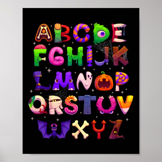 Abcs Learning Kindergarten Lehrerin Funny Hallowee Poster (Vorne)