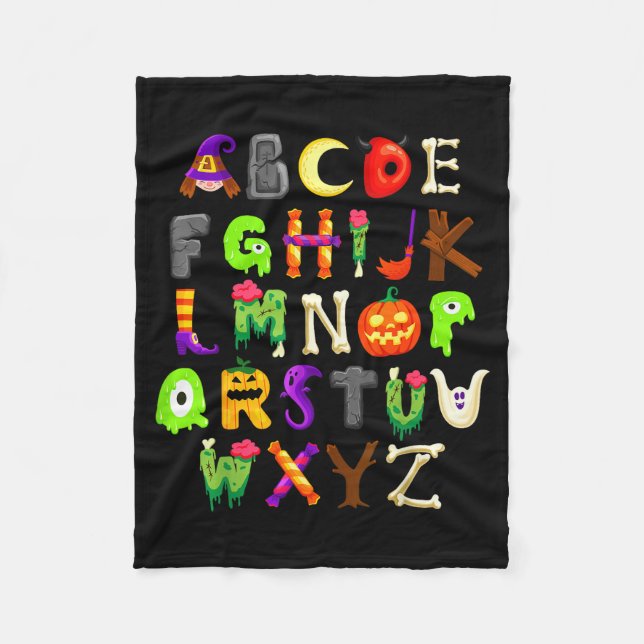 Abcs Learning Kindergarten Teacher Funny Halloween Fleecedecke (Vorderseite)