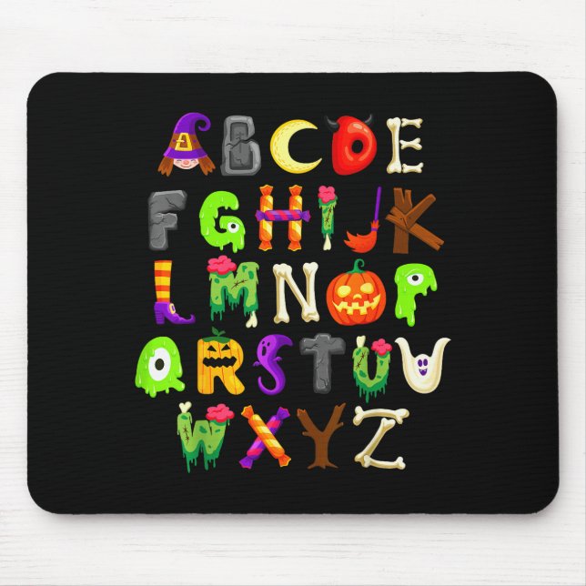 Abcs Learning Kindergarten Teacher Funny Halloween Mousepad (Vorne)