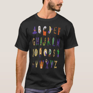 ABCs Lernen Kindergarten Lehrer Halloween Alphabet T-Shirt