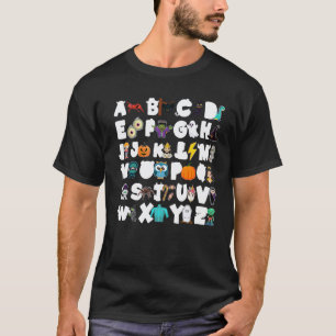 ABCs Lernen Kindergarten Lehrer Halloween Kinder T-Shirt