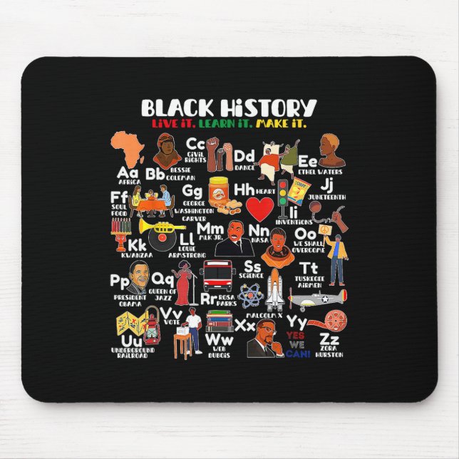 Abcs Of Black History Month Pride Live It Learn It Mousepad (Vorne)