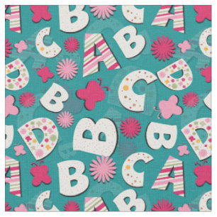 ABCs Rosa u. blauer Entwurf Stoff