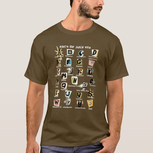 ABC's vom 4. Juli und Unabhängigkeitstag. T-Shirt (Vorderseite)