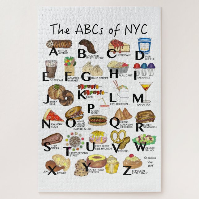 ABCs von NYC Iconic New York City Foods Alphabet (Vertikal)