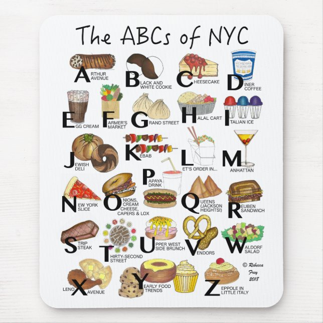 ABCs von NYC Iconic New York City Foods Alphabet Mousepad (Vorne)