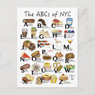 ABCs von NYC Iconic New York City Foods Alphabet Postkarte